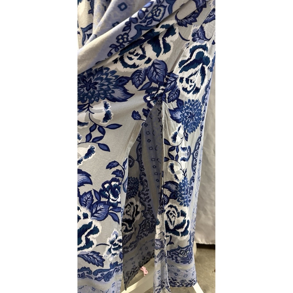 Angie Floral Smocked Maxi Sun Dress Size S Resort Beach Coastal Blue Boho Vaca - Picture 5 of 11